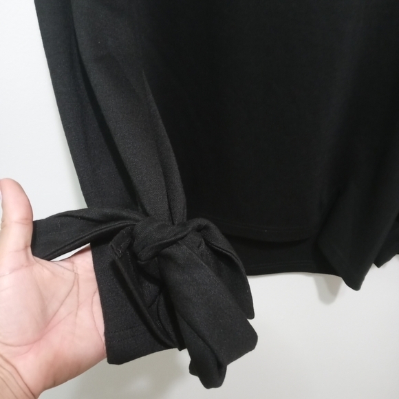 J.O.A Tie Sleeve Black Sweatshirt Top Size Extra Small - Picture 4 of 9